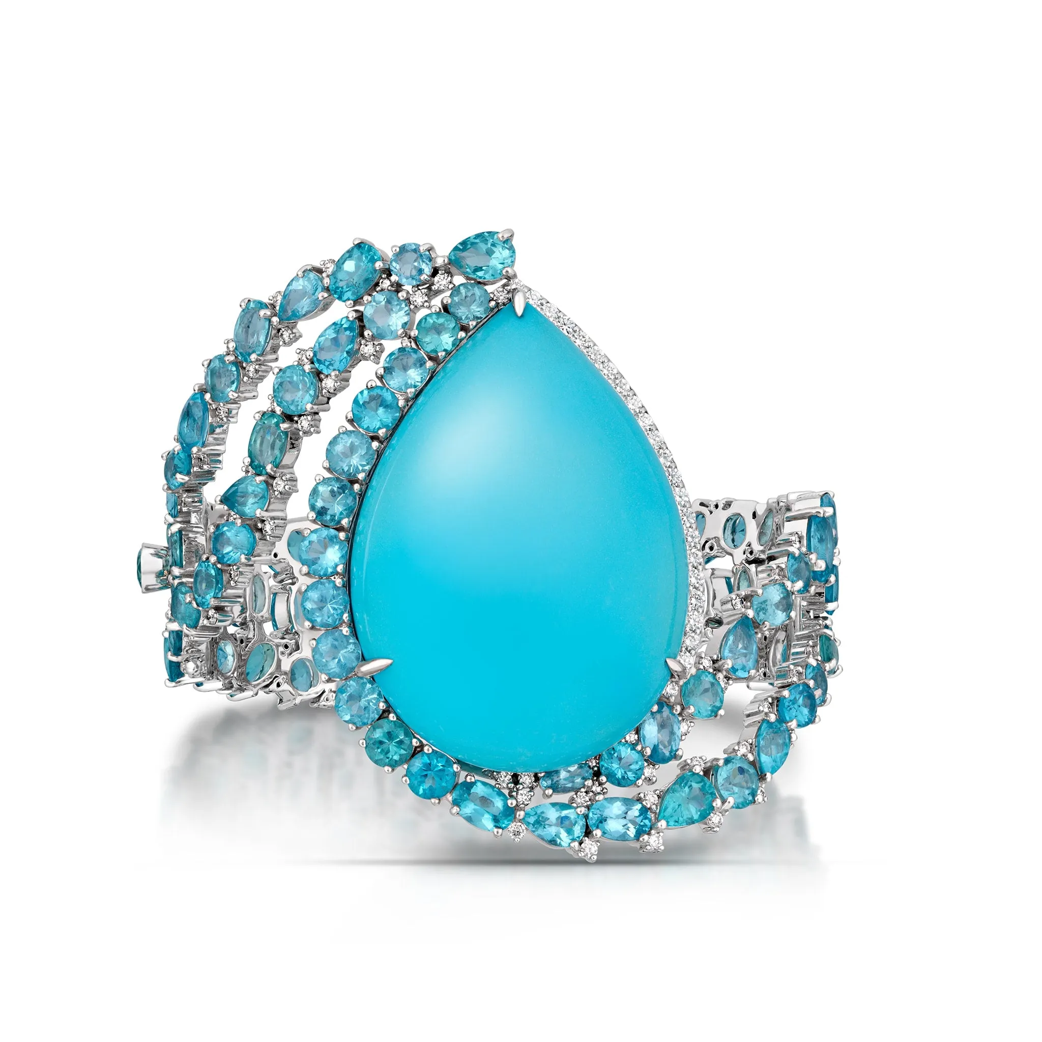 124.17 Carat Turquoise and Apatite Bracelet