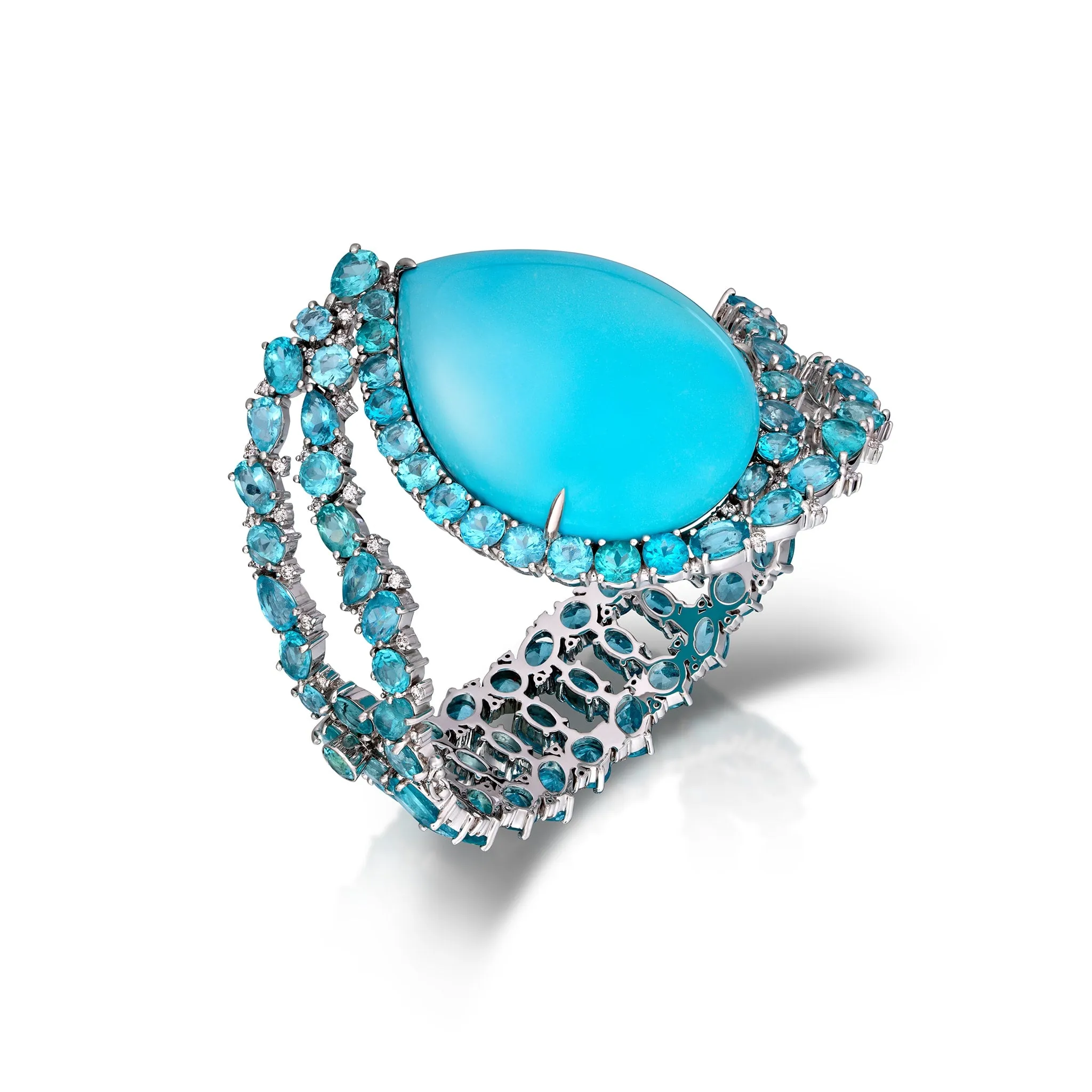 124.17 Carat Turquoise and Apatite Bracelet