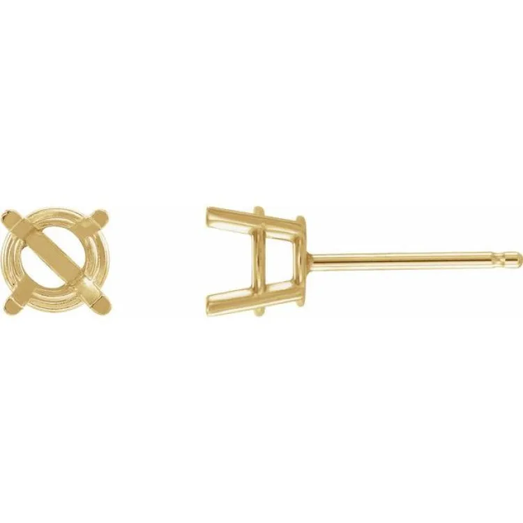 14K Yellow 5 mm Natural Pink Sapphire Stud Earrings