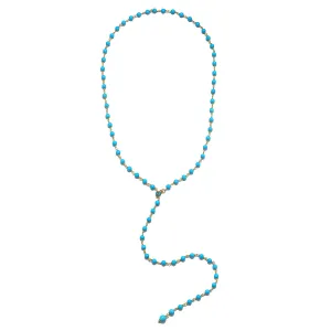 18 Karat Gold Sleeping Beauty Turquoise Lariat Necklace