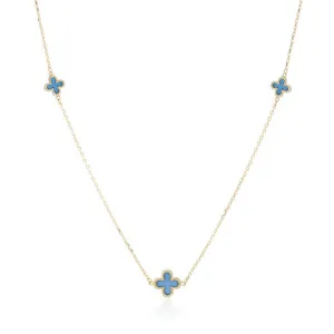 9ct Yellow Gold Turquoise Clover Necklace