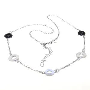 ACQUARELLO HANGING ROUND WHITE AND BLACK NECKLACE