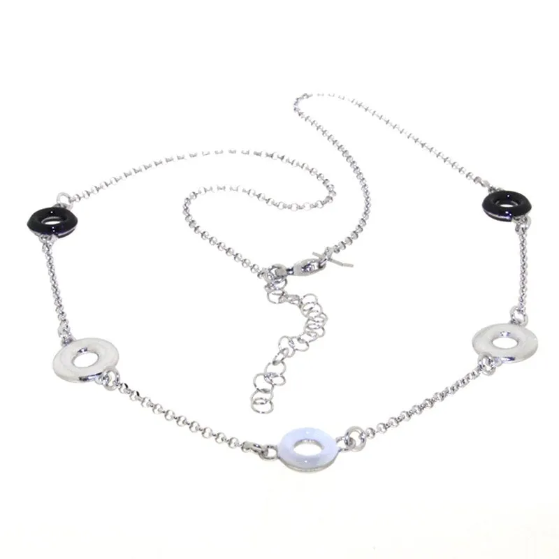 ACQUARELLO HANGING ROUND WHITE AND BLACK NECKLACE