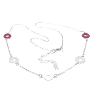 ACQUARELLO HANGING ROUND WHITE AND ROSE VIOLET NECKLACE