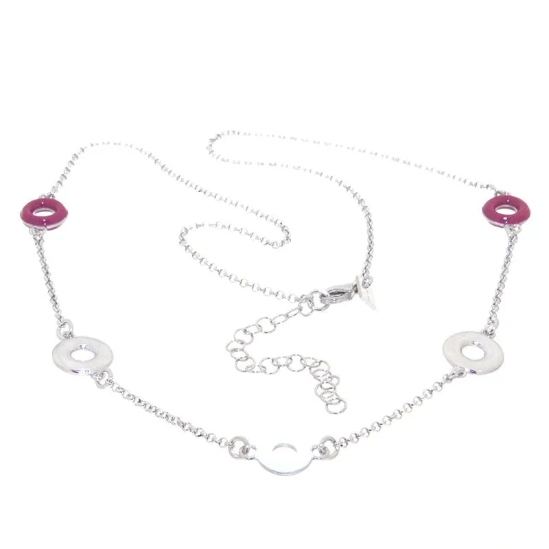 ACQUARELLO HANGING ROUND WHITE AND ROSE VIOLET NECKLACE