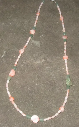 Aventurine, Rhyolite & Coral Necklace