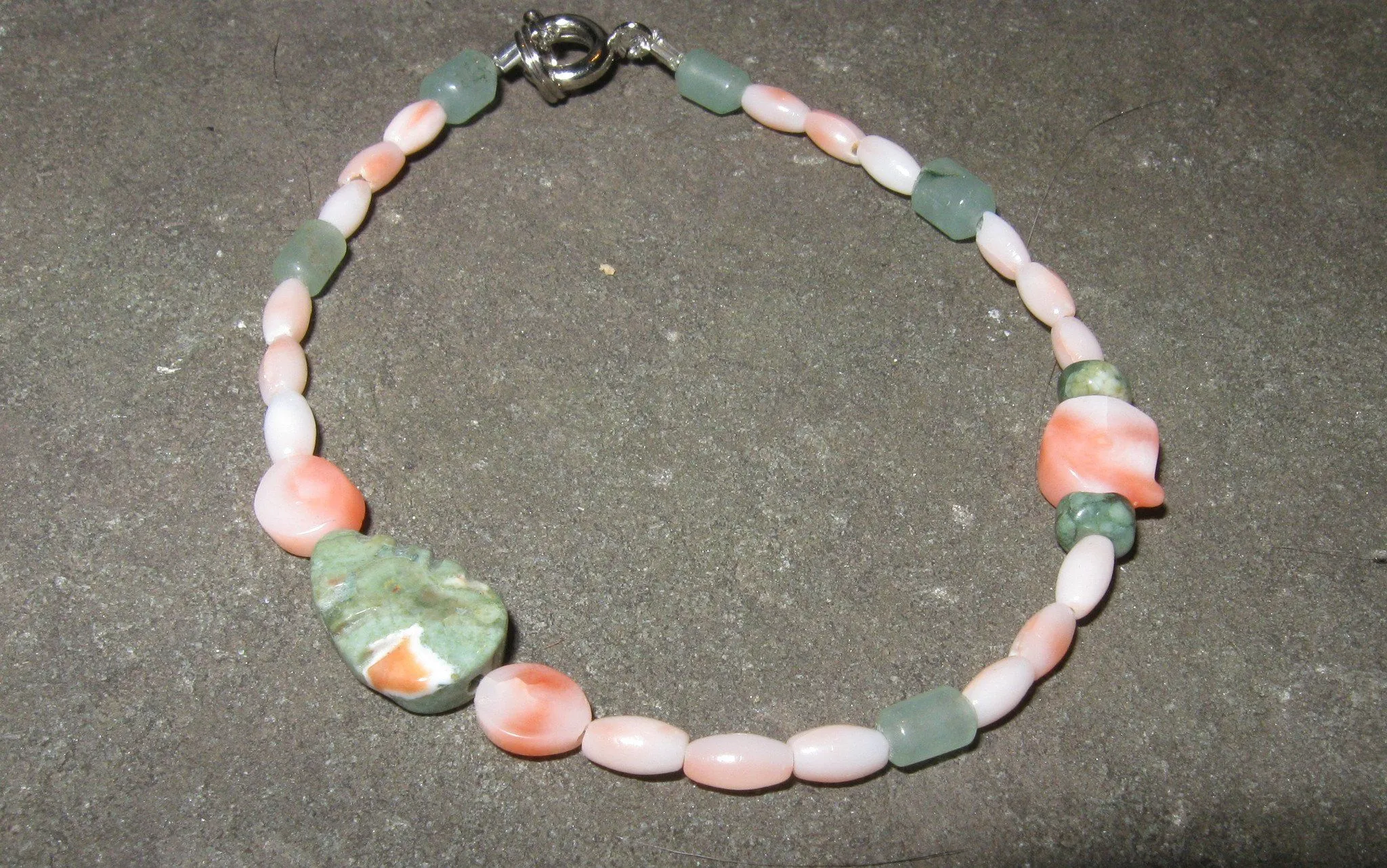Aventurine, Rhyolite & Coral Necklace