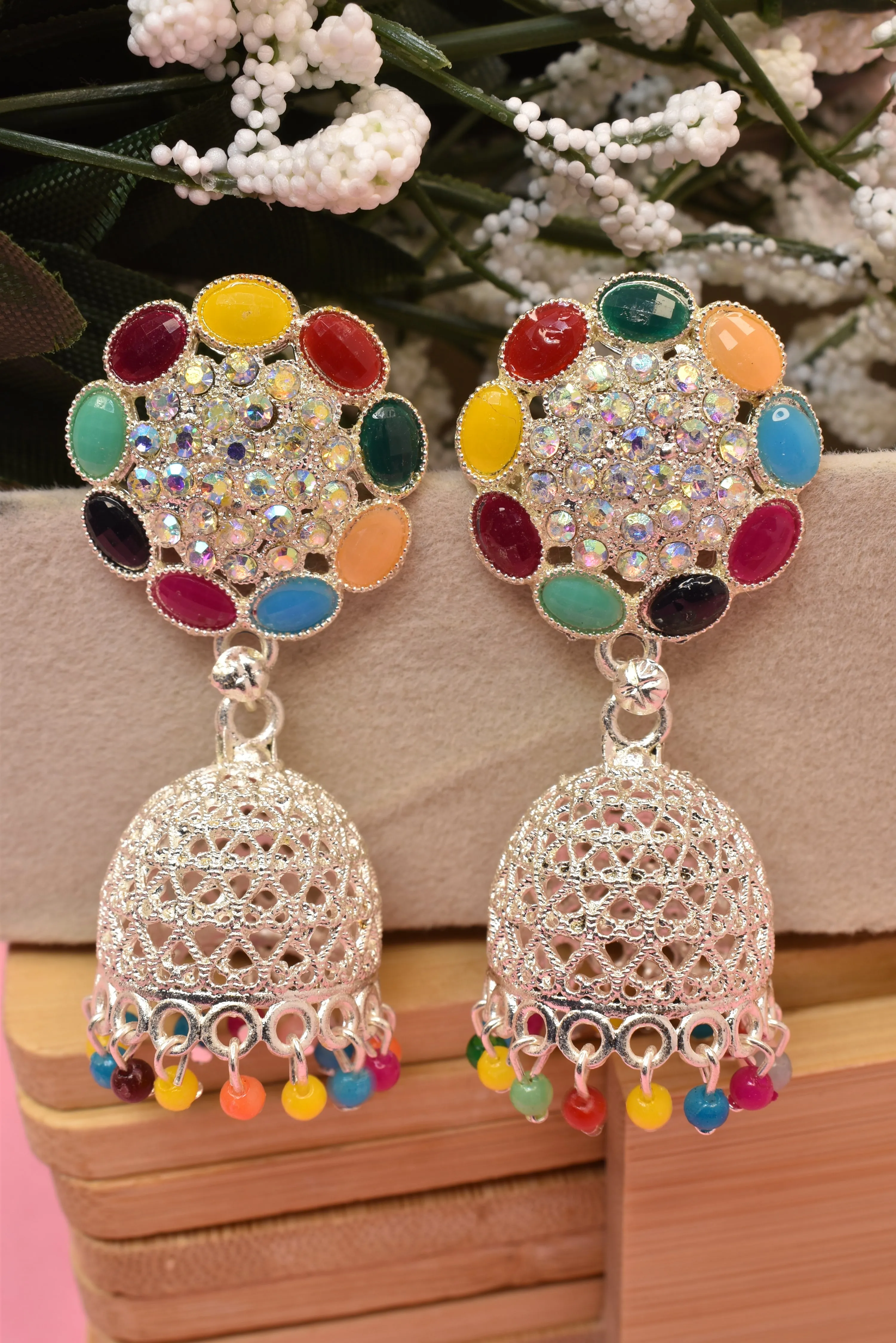 Big Jhumki Zumkas: Party-Perfect Women's Multicolored Earrings