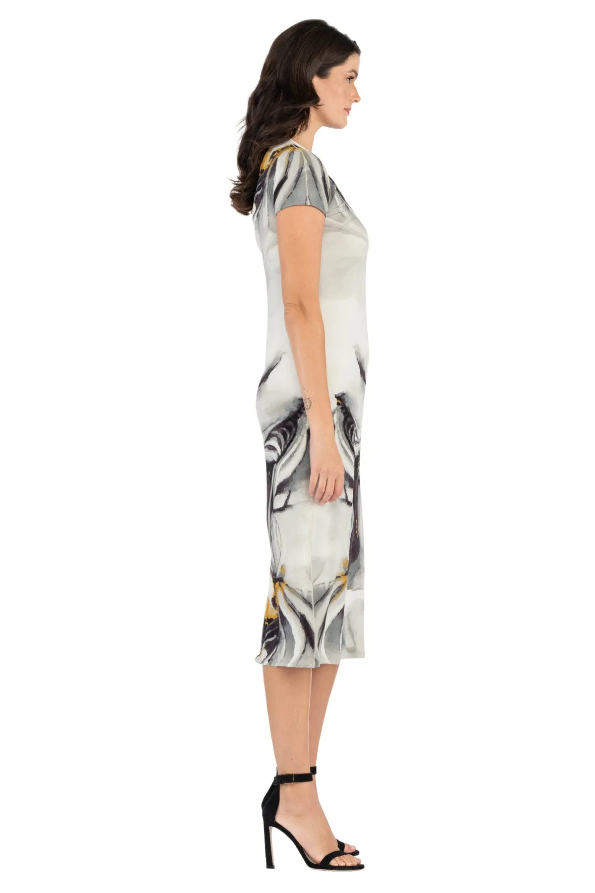 Cap Sleeve Below Knee Sleep Dress (No Slit)