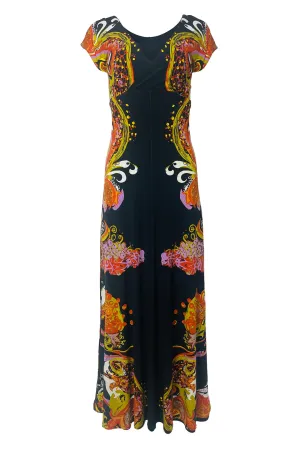 Cap sleeve turn over long dress
