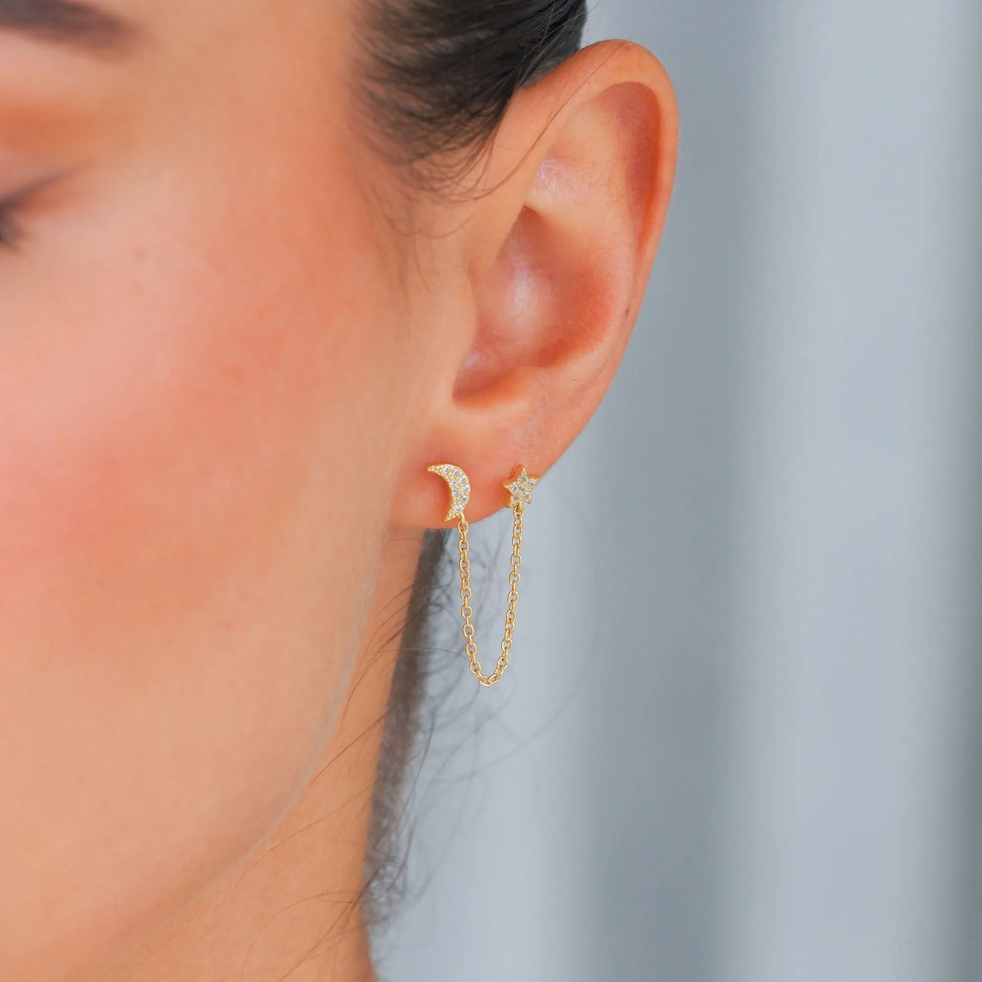 Celestial Link Stud In Silver