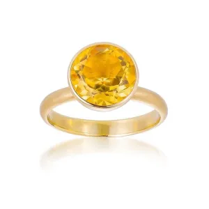 Color Collection Collection 14KT Yellow Gold Round Citrine center stone ring