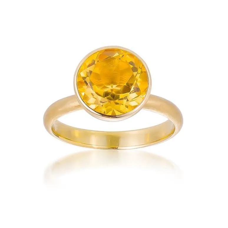 Color Collection Collection 14KT Yellow Gold Round Citrine center stone ring