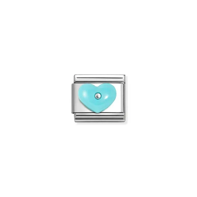 Composable Classic Turquoise Heart Link - Silver - 330509/16