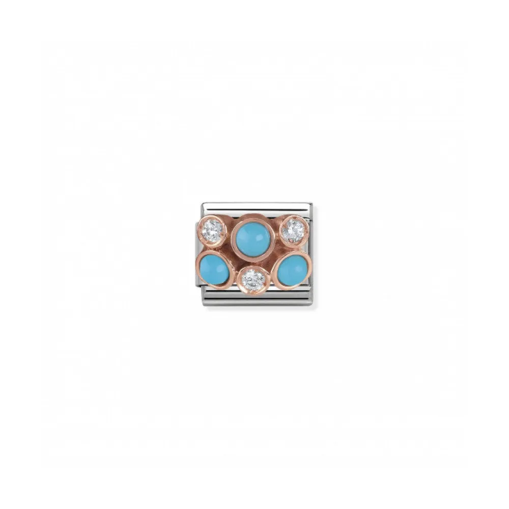 Composable Rose Gold Turquoise Cluster Link - 430307/04