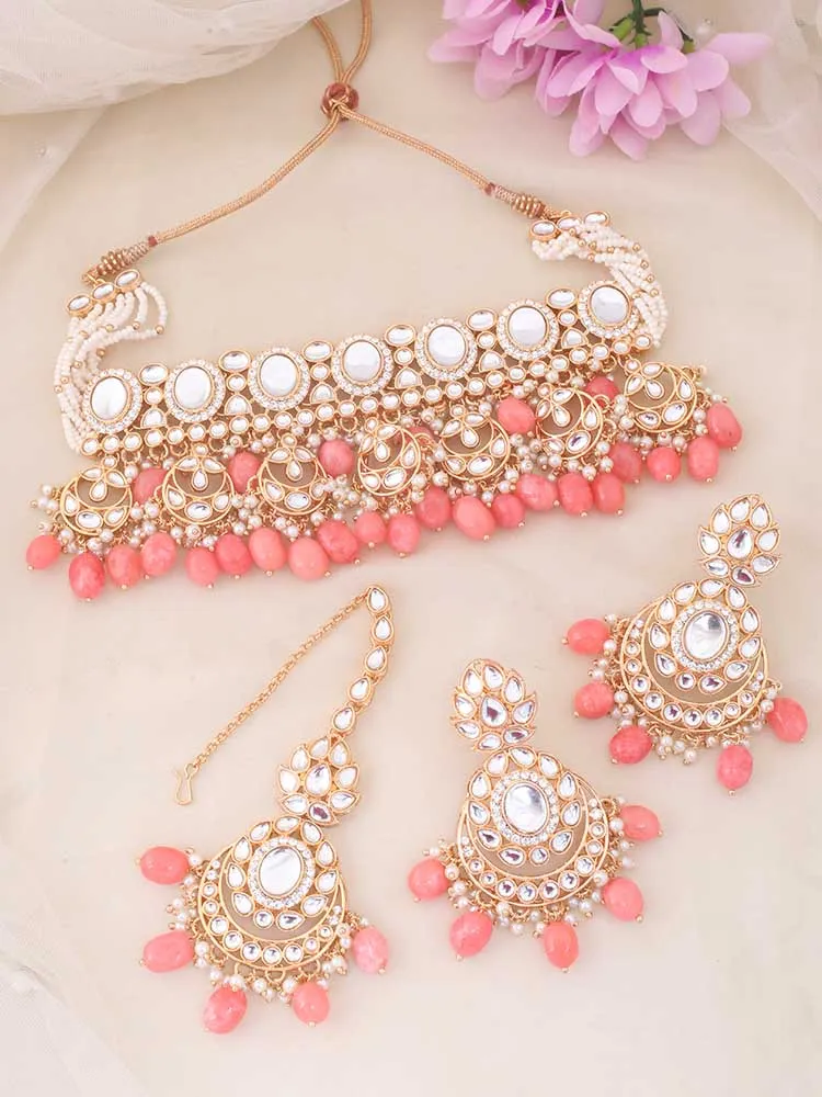 Coral Albina Kundan Jewellery Set - EOSS