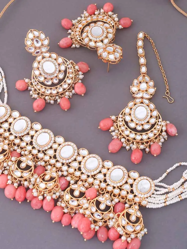 Coral Albina Kundan Jewellery Set - EOSS