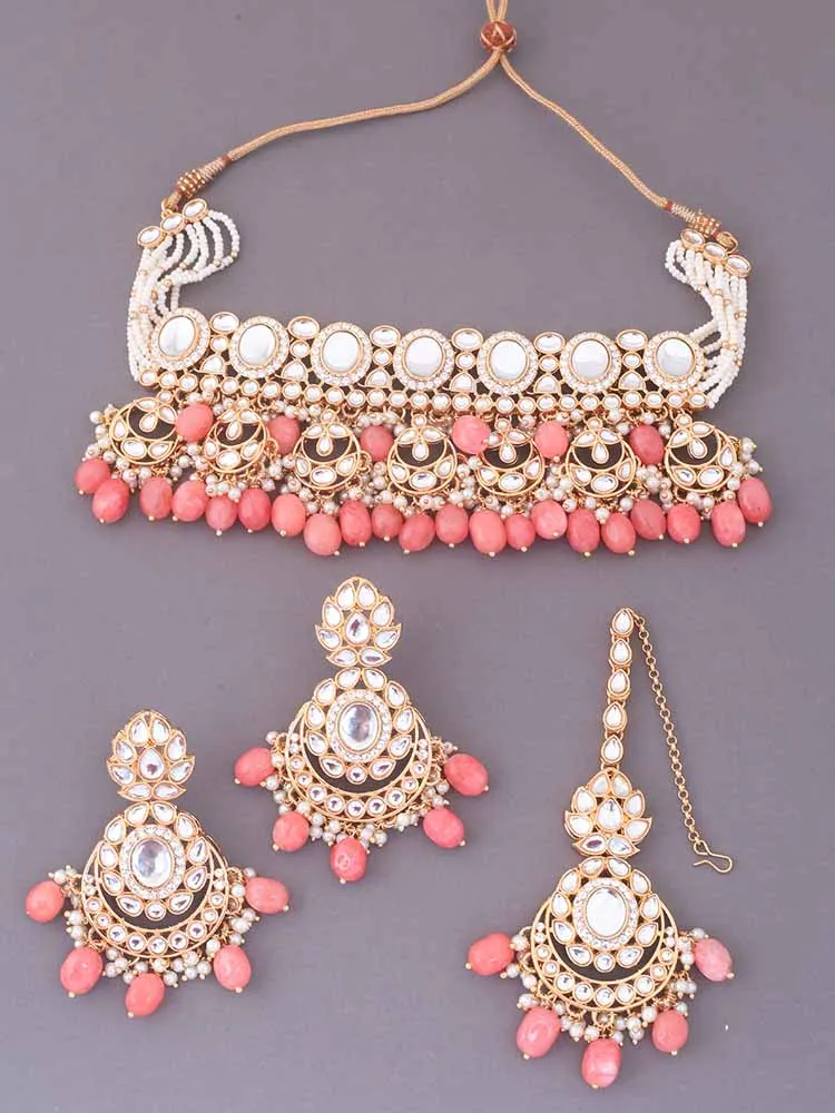 Coral Albina Kundan Jewellery Set - EOSS