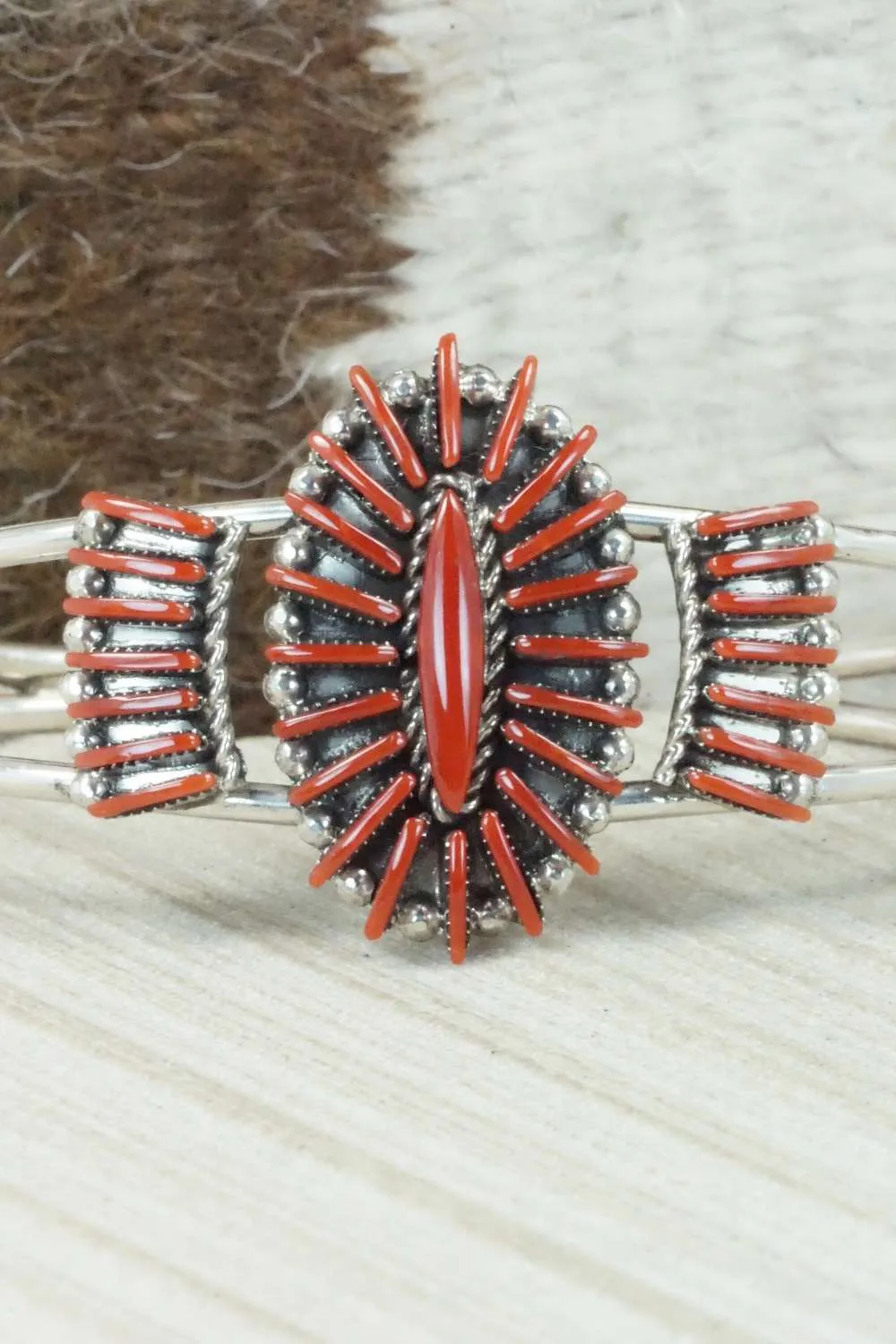 Coral & Sterling Silver Bracelet - Barton Cooeyate