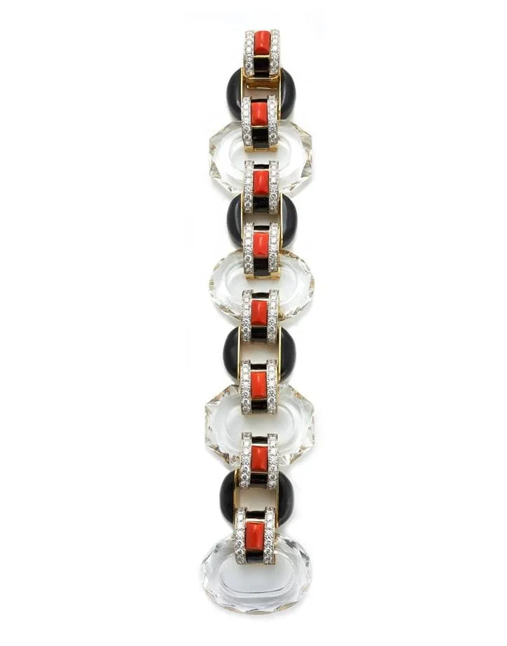 Coral and Diamond Tuxedo Bracelet