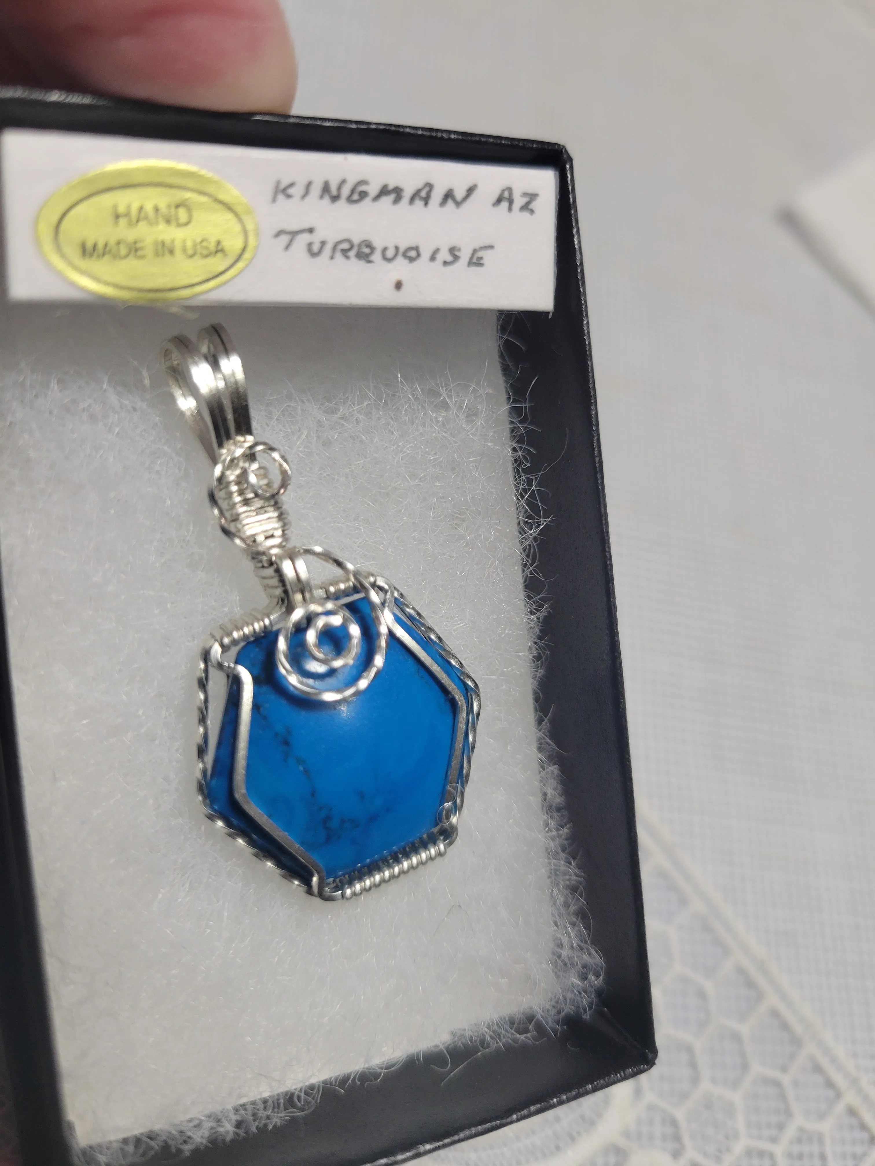 Custom Wire Wrapped Kingman Turquoise Necklace/Pendant Sterling Silver