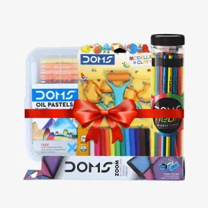DOMS 50 Shades Oil Pastel With Case   Doms Neon Rubber Tipped HB/2 Graphite Pencil Jar Pack   DOMS Modelling Clay 12 Shades New   Doms Zoom Ultimate Dark Pencil Box Pack