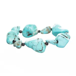 Fashion Beautiful Turquoise Stones Stretch Bracelet Black Blue