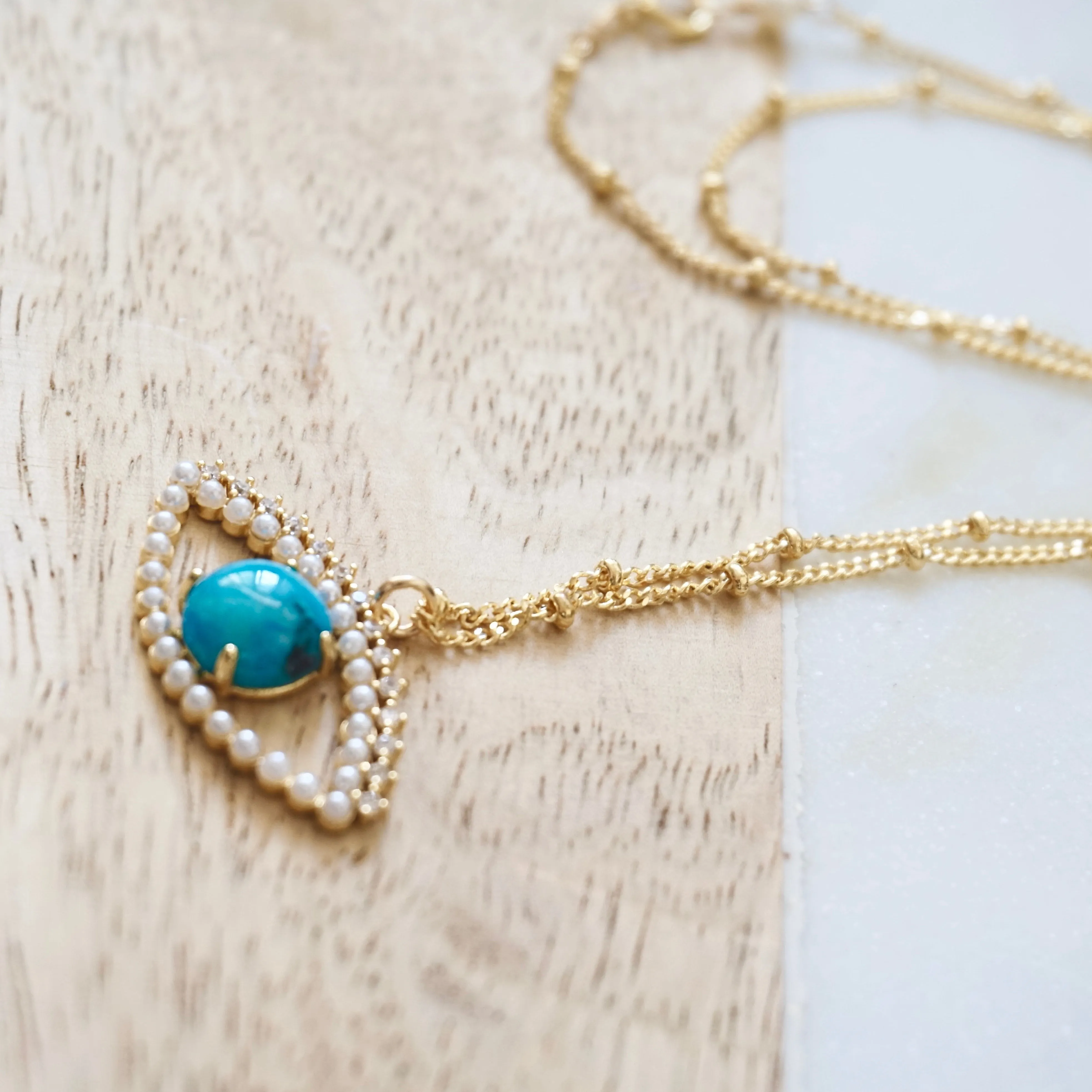 Gold Evil Eye Necklace - Turquoise Evil Eye