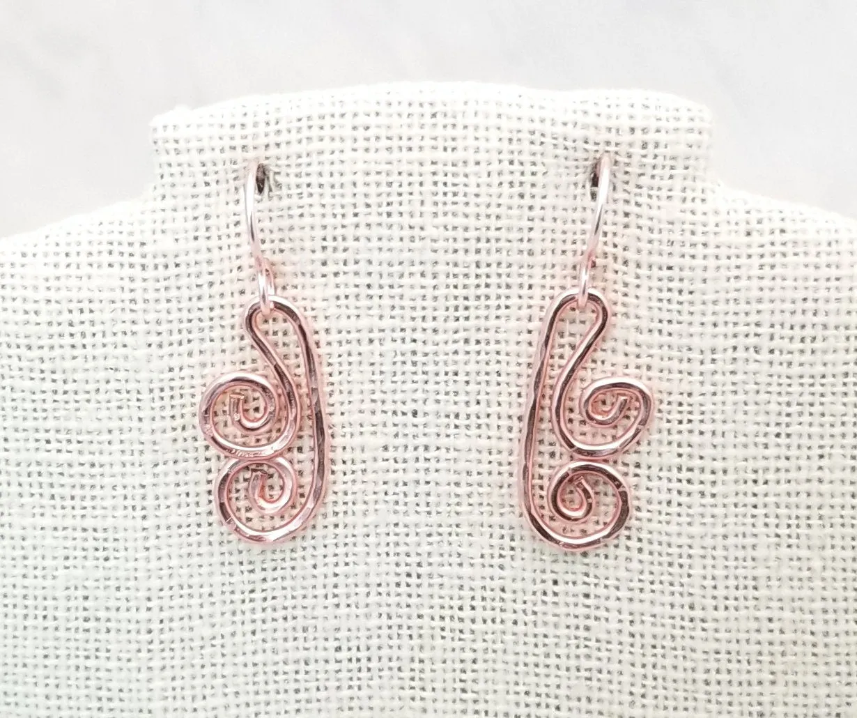 Hammered Spiral Wire Earrings, Short, Art Deco, Modern, Simple, Wedding, Bridesmaid, Choice of Metals and Closure Types