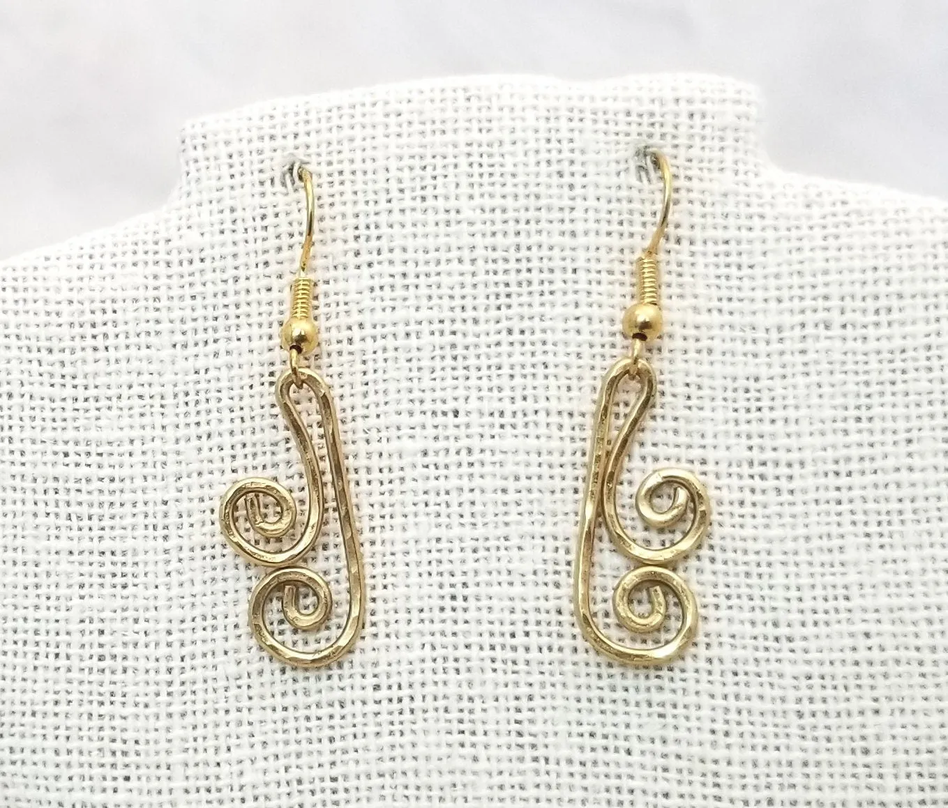 Hammered Spiral Wire Earrings, Short, Art Deco, Modern, Simple, Wedding, Bridesmaid, Choice of Metals and Closure Types