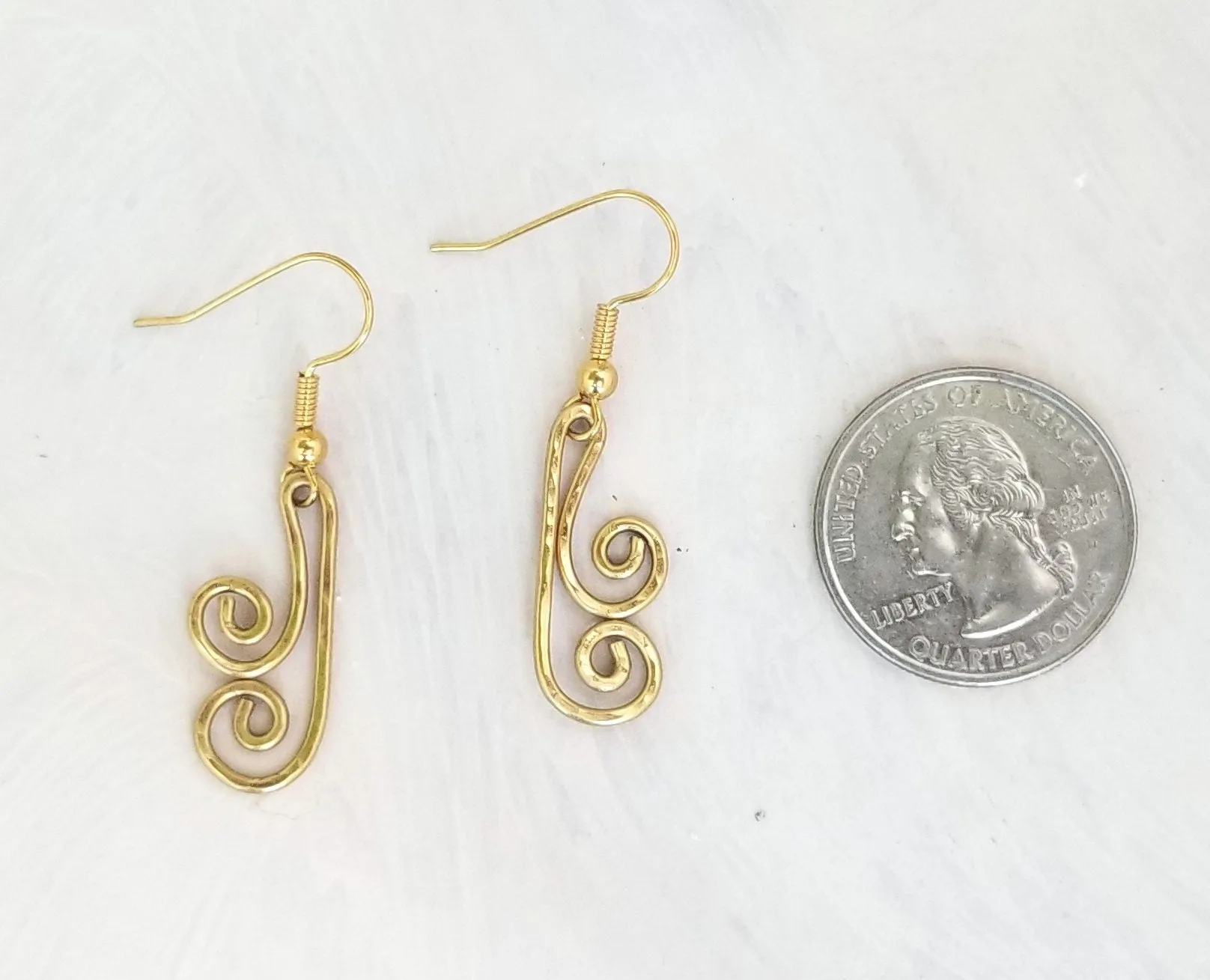 Hammered Spiral Wire Earrings, Short, Art Deco, Modern, Simple, Wedding, Bridesmaid, Choice of Metals and Closure Types