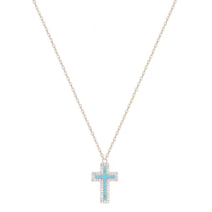 ISABELLA TURQUOISE CROSS ROSE GOLD NECKLACE