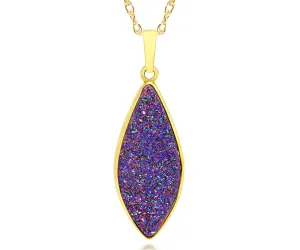 Marquise Purple Rainbow Druzy Gold Necklace