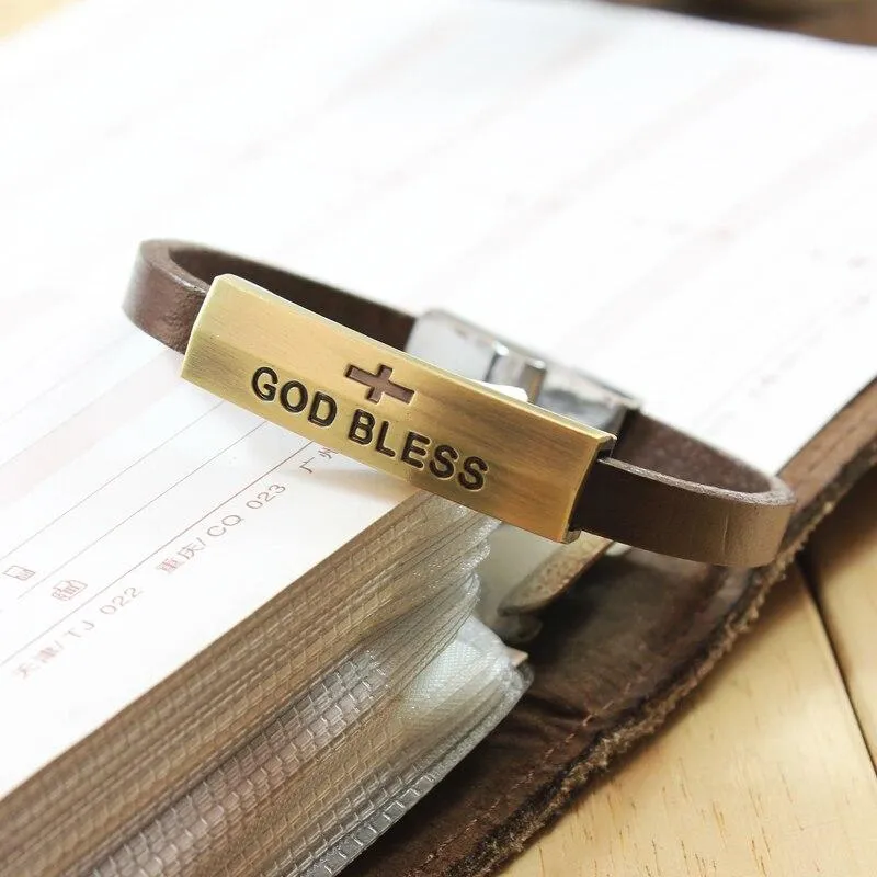Men's Cross Bracelet <br> God Bless