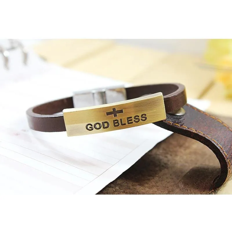 Men's Cross Bracelet <br> God Bless