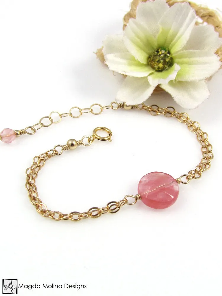 Mini Goddess (children) Cherry Quartz Double Chain Bracelet