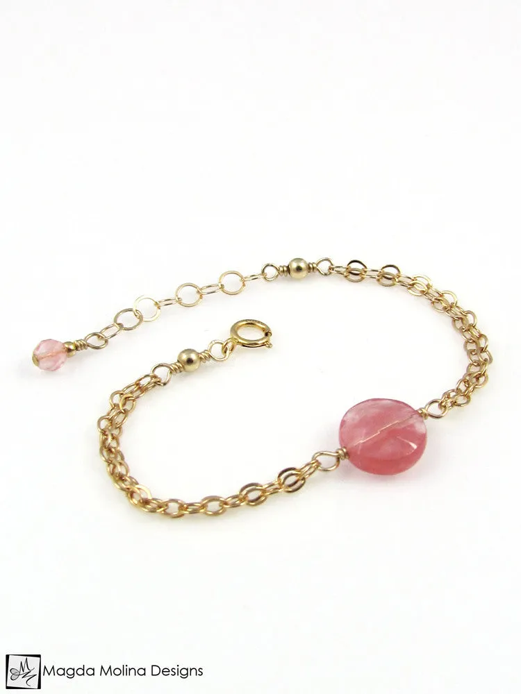 Mini Goddess (children) Cherry Quartz Double Chain Bracelet