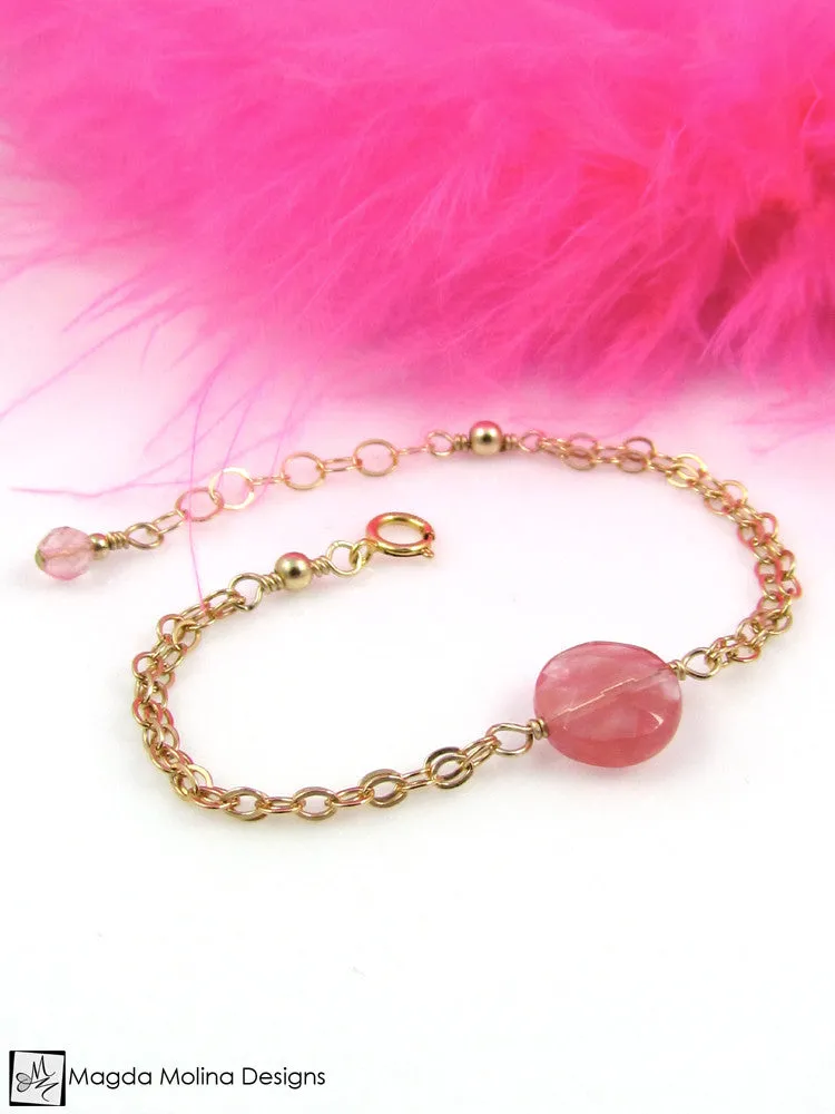 Mini Goddess (children) Cherry Quartz Double Chain Bracelet