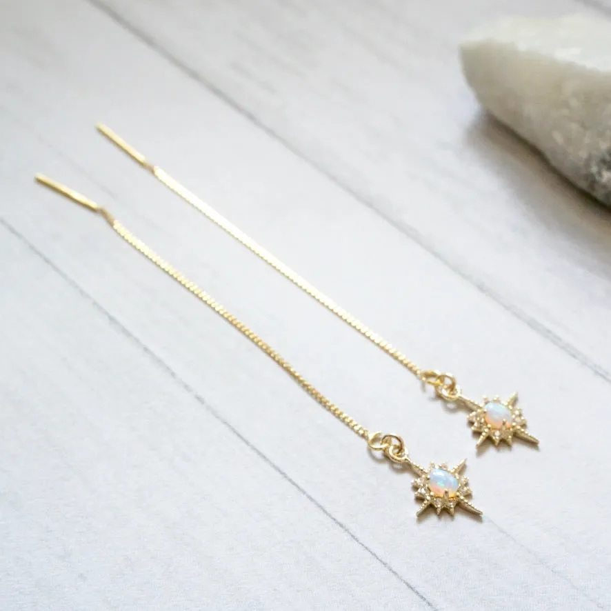 Opal North Star Threader Earrings
