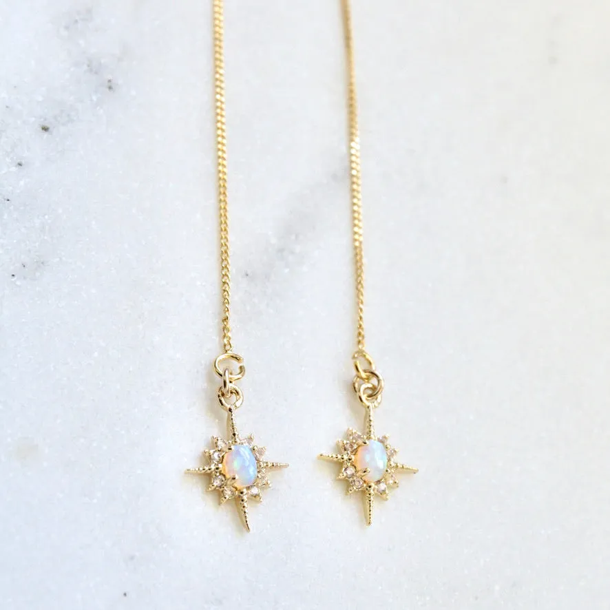 Opal North Star Threader Earrings