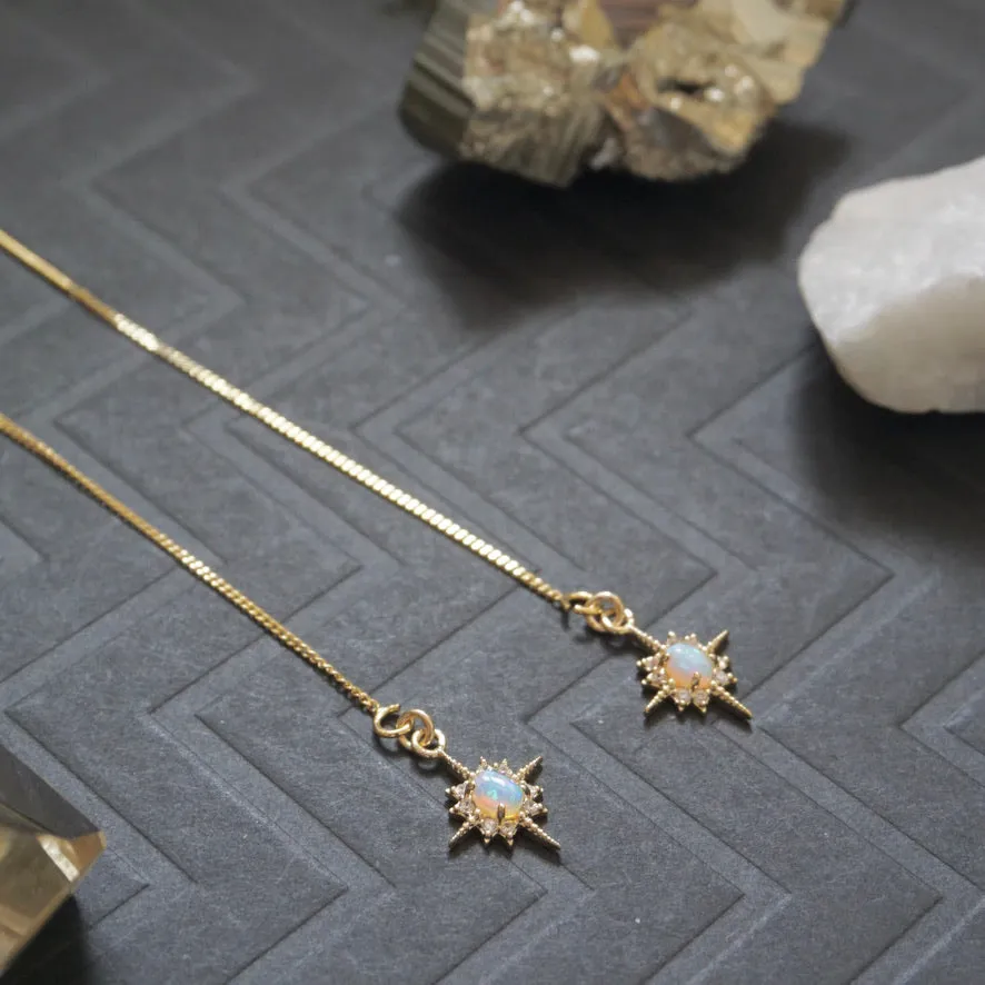 Opal North Star Threader Earrings