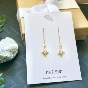 Opal North Star Threader Earrings