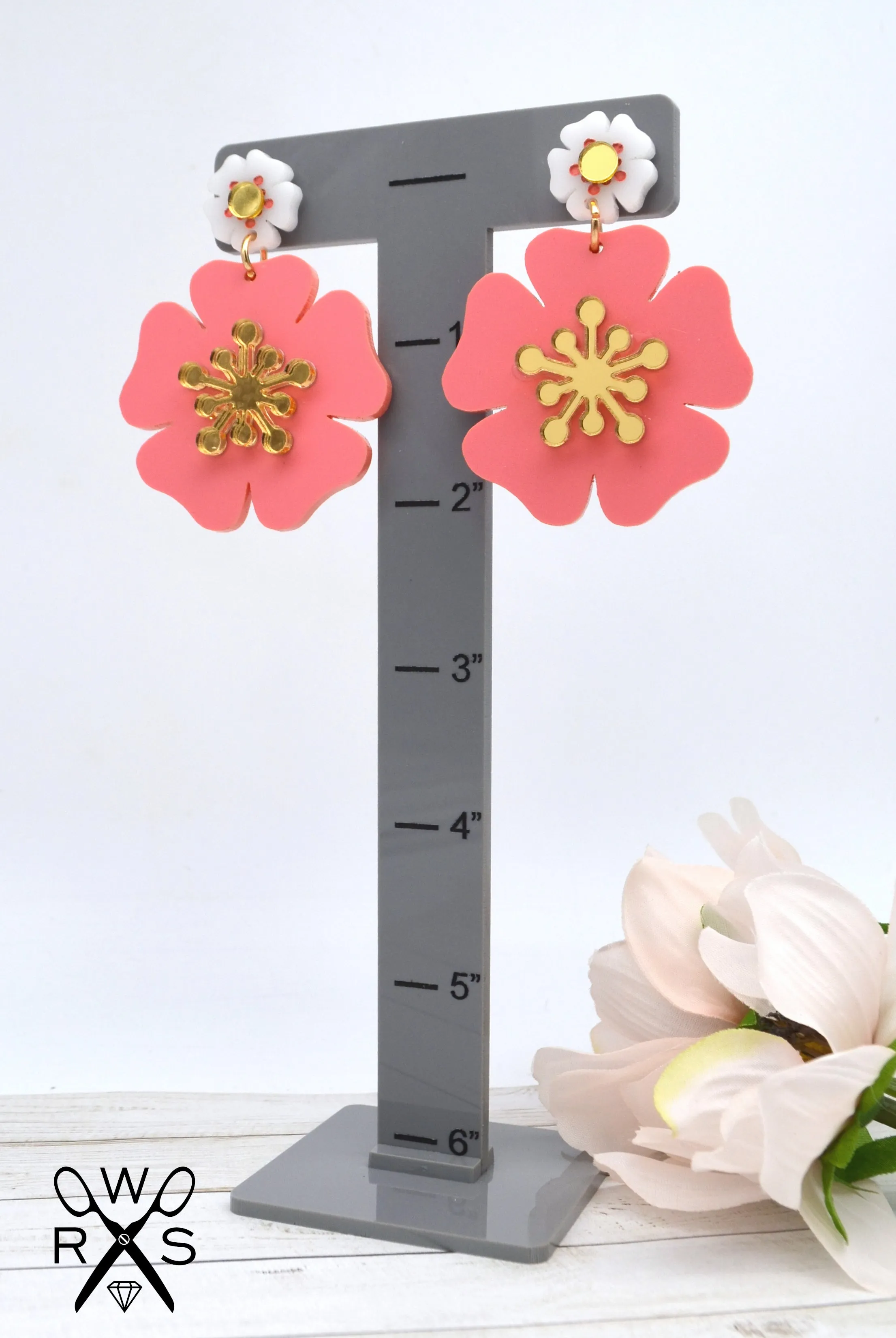 Perfect Poppy Earrings in Matte Coral - Laser Cut Acrylic
