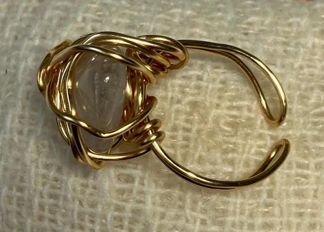 Quartz Gemstone Wire-Wrapped Ring