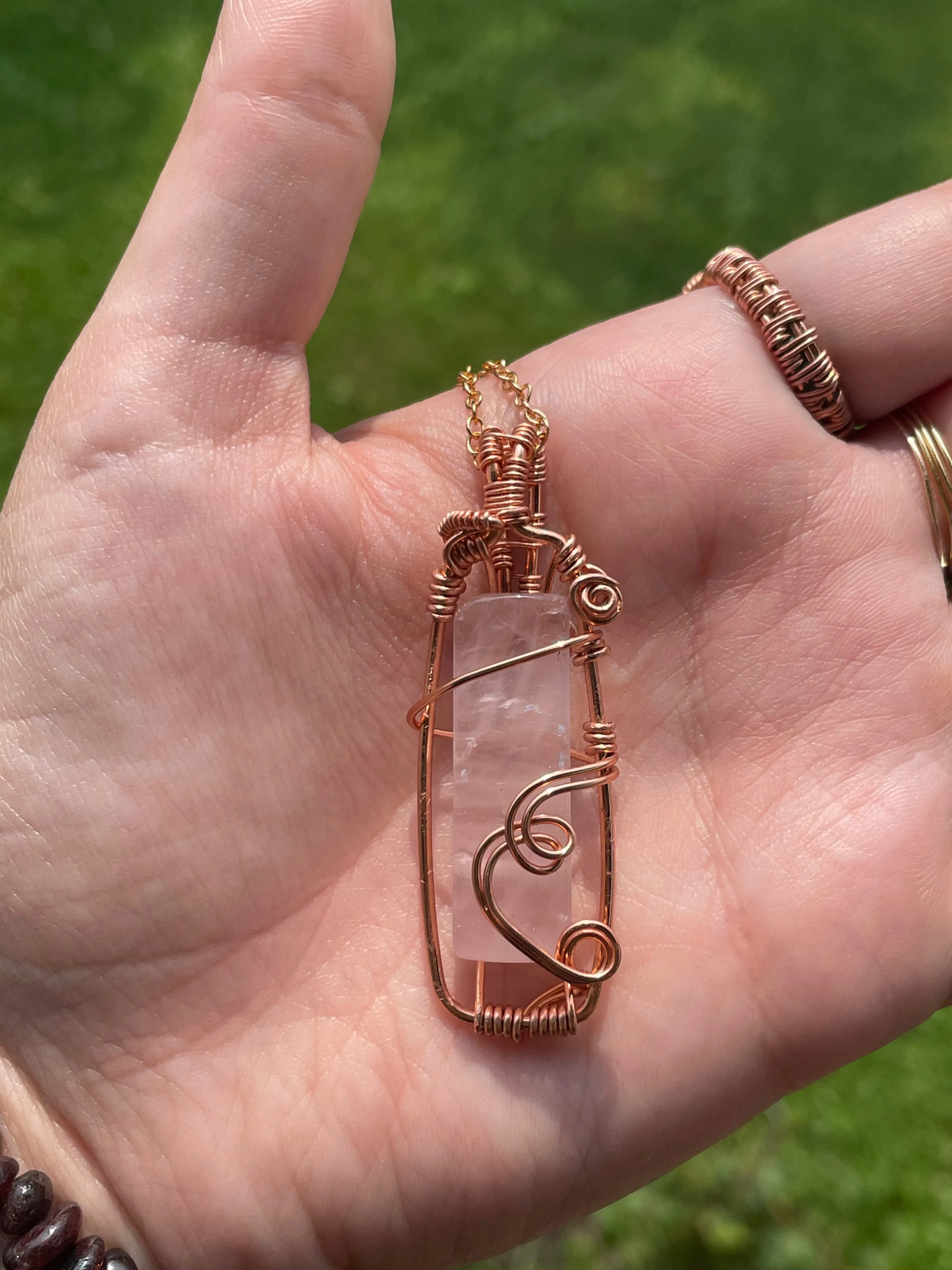 Rose Quartz Wire Wrapped Pendant
