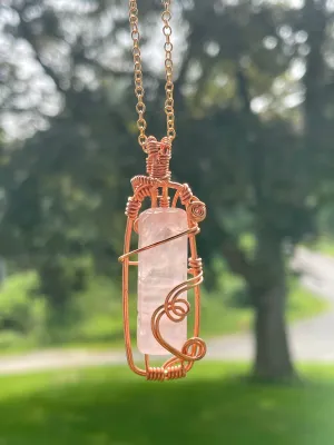 Rose Quartz Wire Wrapped Pendant