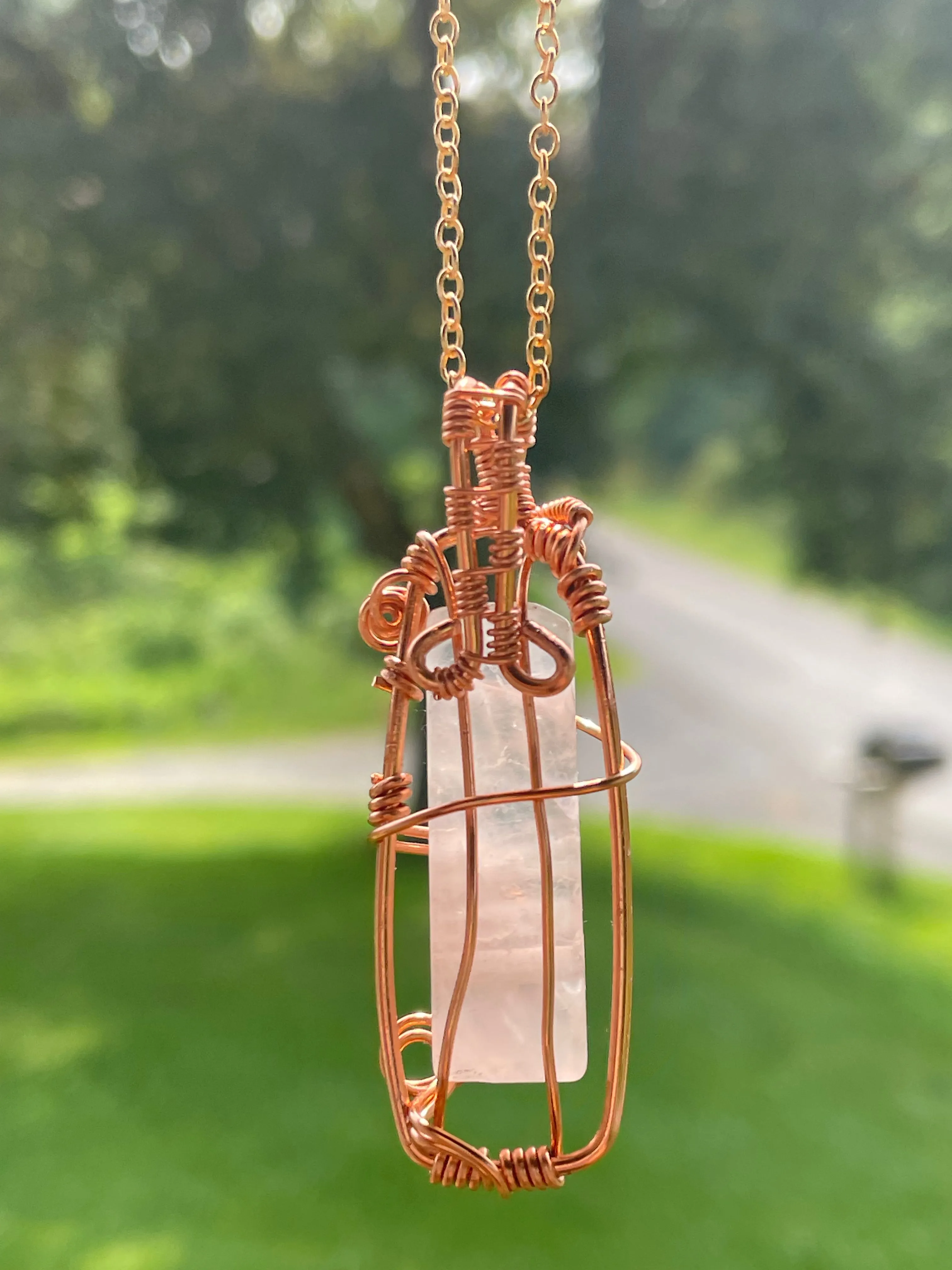 Rose Quartz Wire Wrapped Pendant