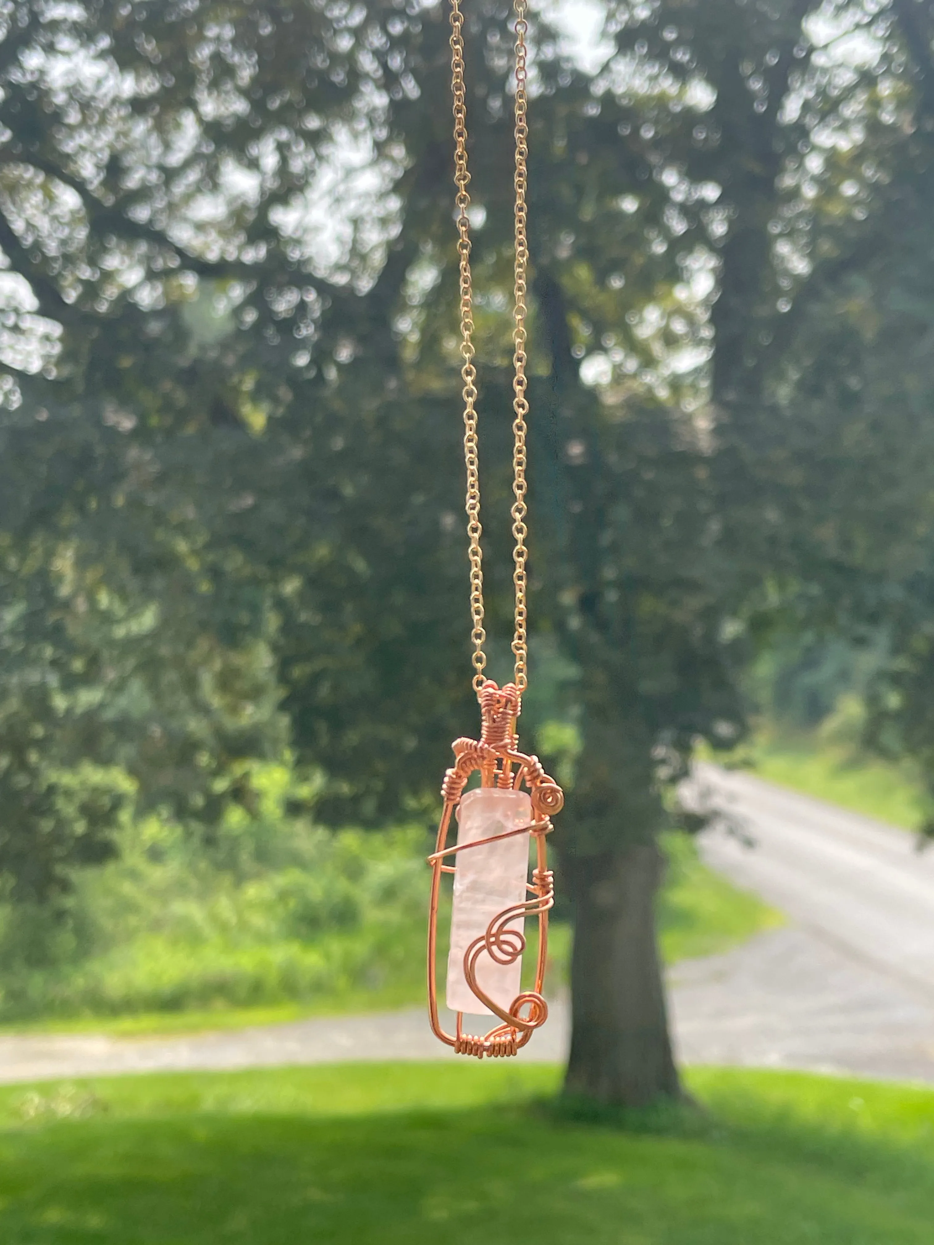 Rose Quartz Wire Wrapped Pendant