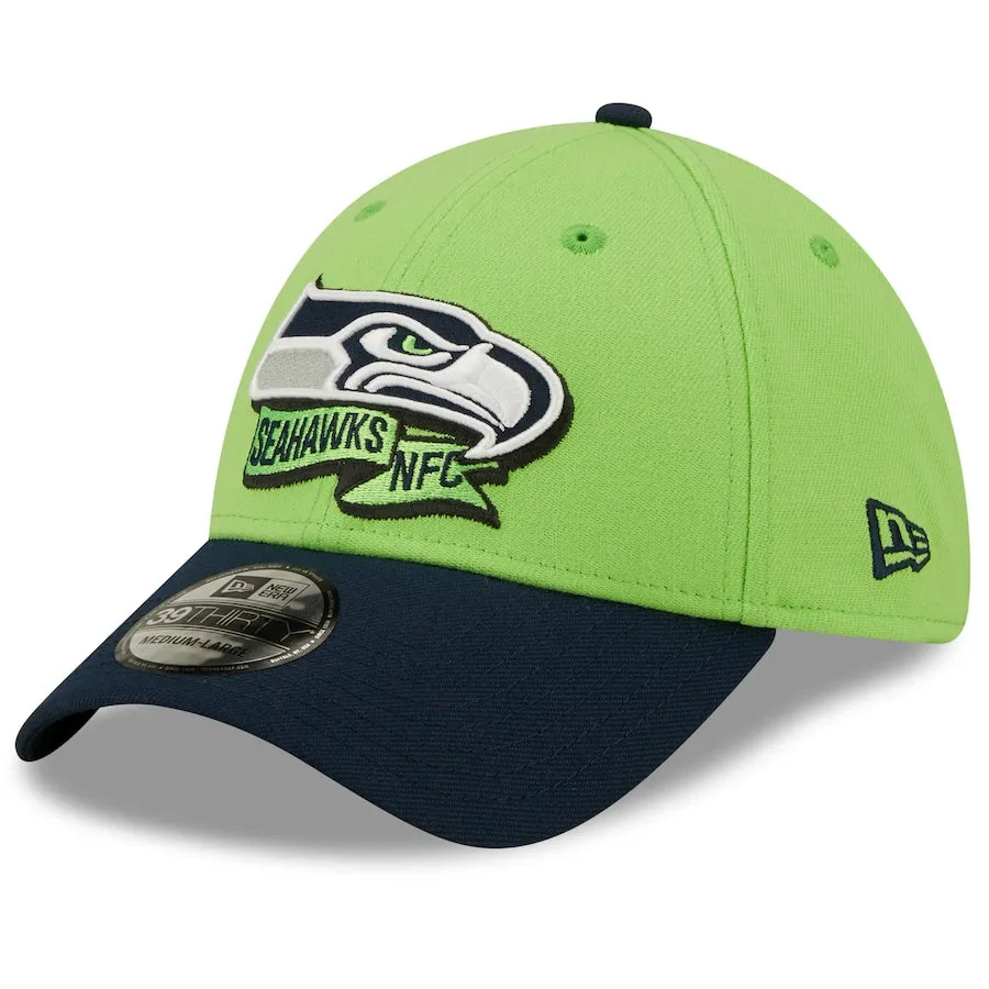 Seattle Seahawks Neon Green SEC 2022 Sideline 39THIRTY Flex Hat