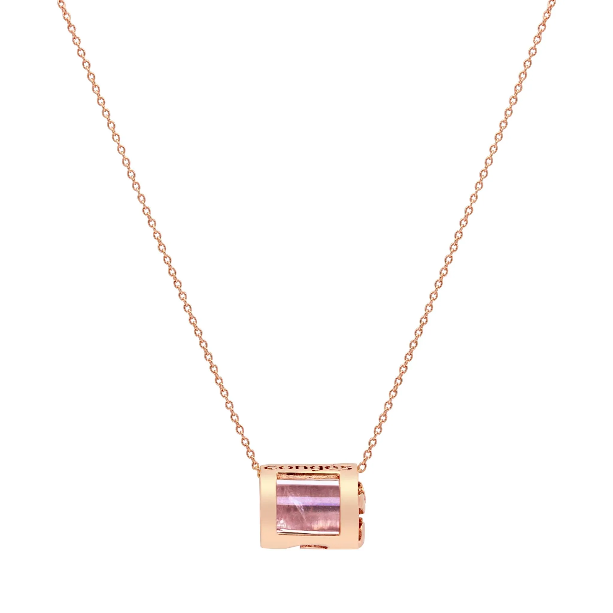 Signature Initials Necklace   Rose Quartz